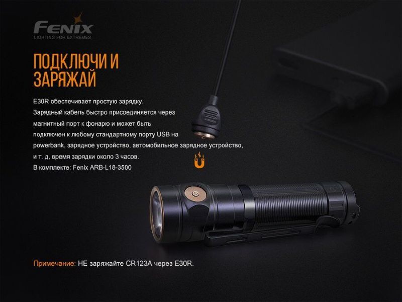 Фонарь ручной Fenix E30R Cree XP-L HI LED 91775 фото