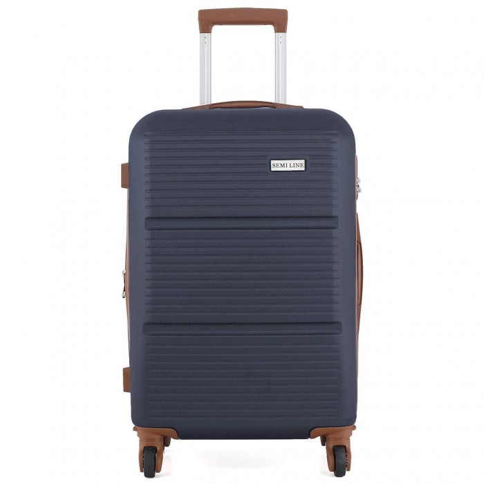 Вализа Semi Line 24" (M) Темно-синяя (T5712-2) с расширяемым клапаном 66 л ABS-пластик 4 колеса кодовый замок