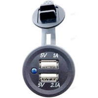 Гнездо судовое для лодки катера яхты Sunfine SF50782-1 2xUSB 21+1А 12/24 В водонепроницаемое с LED подсветкой