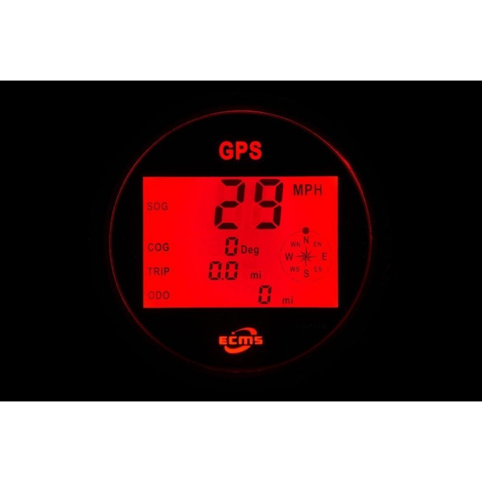 GPS спідометр мультиекран ECMS PLG3-BS-GPS для човна та катера чорний 90мм робоча напруга 9-32 VDC