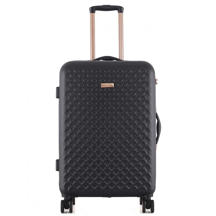 Чемодан Semi Line 24" M Черный T5718-2, ABS-пластик, 4 колеса, кодовый замок, объем 68 л