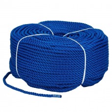 Мотузка Polyester 3 strand rope 8mm*200m blue для швартування човна та катера діаметр 8 мм довжина 200 м колір