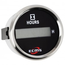 Цифровой счетчик моточасов судовой для лодки и катера ECMS PLH2-BS-HS черный 12V с красной подсветкой