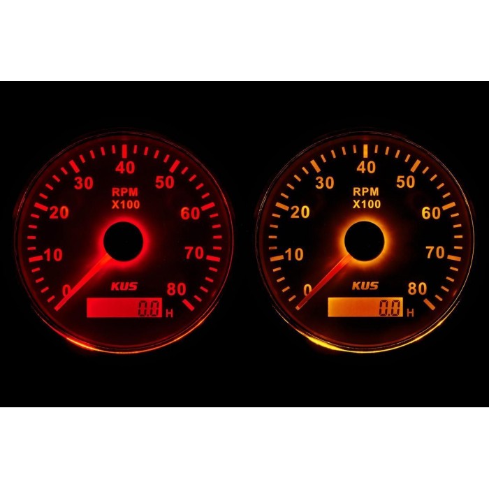 Тахометр и моточасы судовые Wema Kus K-Y07107 белый 0-8000 об/мин 12/24В диаметр 85 мм с подсветкой