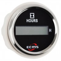 Лічильник мотогодин для човнів та катерів ECMS CLH2-BS-HS 52мм чорний 12V цифровий з червоним підсвічуванням