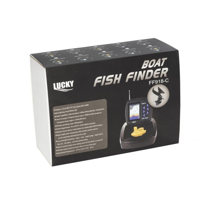 Ехолот Лакі FF 918-C 180T Fishfinder з кольоровим екраном універсальний стаціонарний для рибалки з човна
