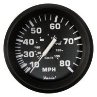Спідометр для судна 130 км/г чорний Фарія SE9460 з подвійною шкалою 80 MPH / 130 км/г врезний діаметр 85 мм