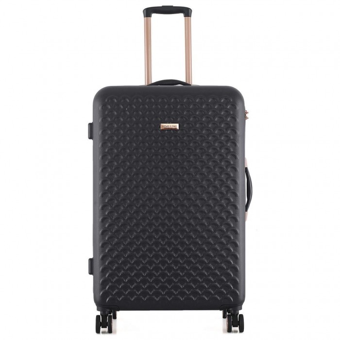 Чемодан Semi Line 28" L Чорний T5718-3 з кодовим замком та м'якою ручкою 4 колеса ABS-пластик об'єм 103 л