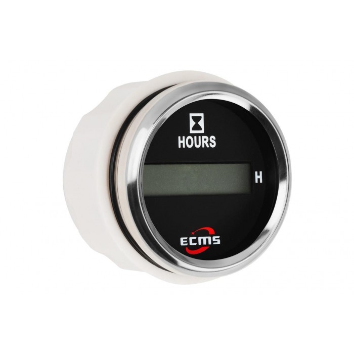 Счетчик моточасов судовой для лодки и катера ECMS CLH2-BS-HS 52мм черный 12V цифровой с красной подсветкой и