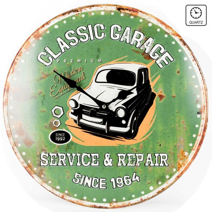 Настінні годинники Technoline 596579 Classic Garage механічні кварцеві діаметр 395 мм стильний ретро