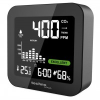 Метеостанция Технолайн WL1025 Черная с анализатором CO2, Li-Ion аккумулятором, часами и будильником