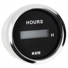 Счетчик моточасов судовой для лодки и катера Wema Kus KY39000 черный 12V 52мм цифровой хромированный с