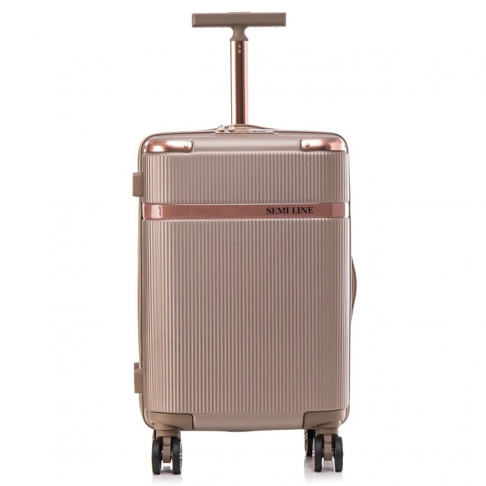 Чемодан Semi Line 20" S Шампань T5668-2 с кодовым замком, 4 колеса, ABS-пластик, 38 л для ручной клади