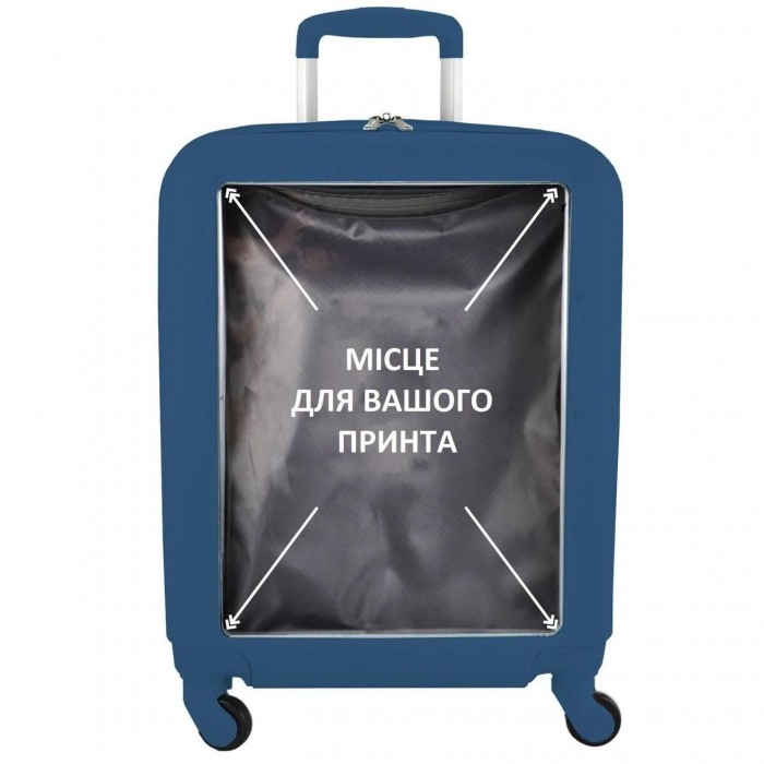 Чемодан Semi Line 20" S Синій T5474-4 з прозорою панеллю для персонального дизайну, 4 колеса, кодовий
