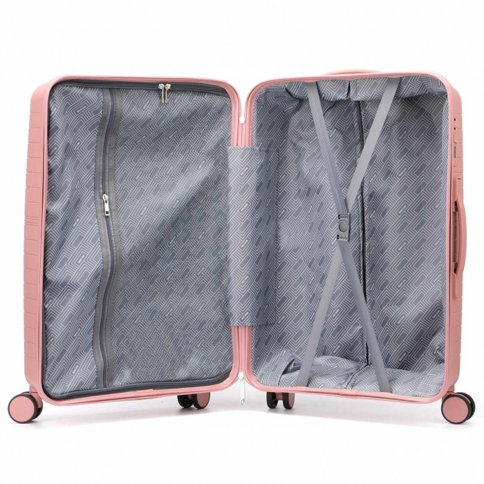 Чемодан Semi Line 24" M Розовый T5779-2 с жестким корпусом из полипропилена 4 колеса кодовый замок 63 л