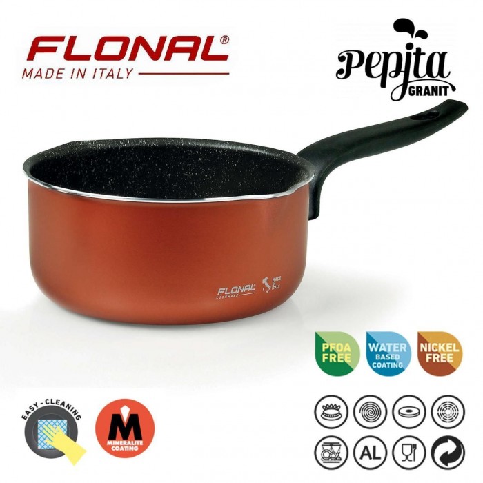 Ковш Flonal Pepita Granit 1.2 л PGFC11650 с антипригарным Mineralite покрытием красный Сделано в Италии