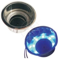 Подстаканник врезной судовой для лодки катера и яхты Sunfine с синей LED подсветкой из нержавеющей стали