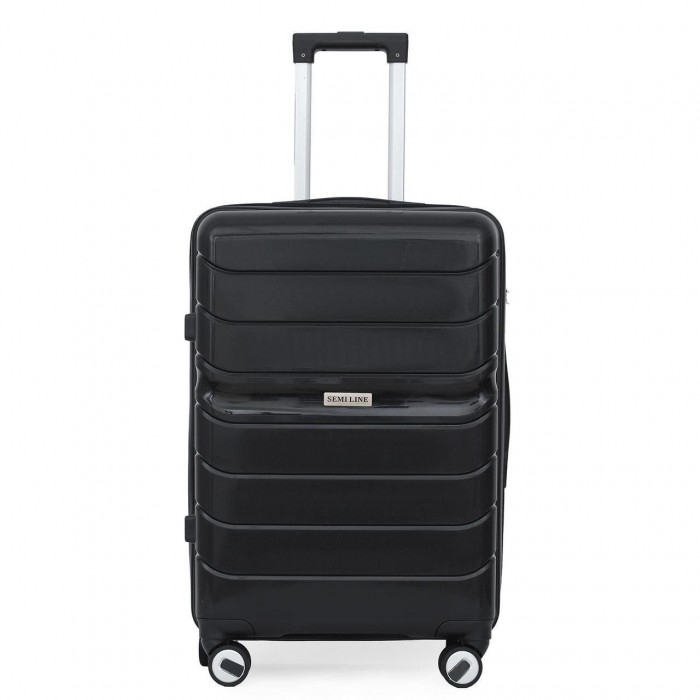 Чемодан Semi Line 26" M Черный T5618-2 легкий из полипропилена с кодовым замком 4 колеса 61 л для