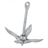 Якорь складной 3 lbs 1.4 кг Navy чугунный оцинкованный для небольших лодок серебристый цвет