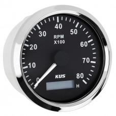Тахометр и моточасы судовой для лодки и катера Wema Kus K-Y07010 черный 0-8000 об/мин 12/24В с дисплеем и