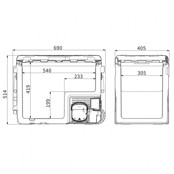 Компрессорный автомобильный холодильник Alpicool U55E 55 л охлаждение до -20℃ питание 12/24/220В с встроенной