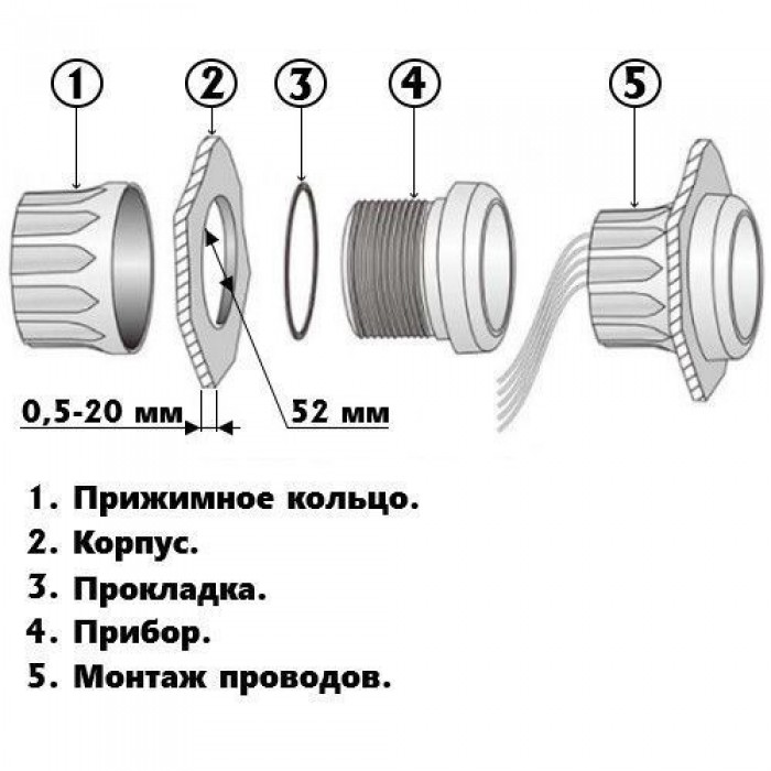 Счётчик моточасов цифровой судовой 0-99999 часов 52 мм нержавеющая сталь белый Osculati IP67 LCD дисплей