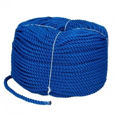 Мотузка Polyester 3 strand rope 14mm 200m blue для швартування човна та катера діаметр 14 мм довжина 200 м