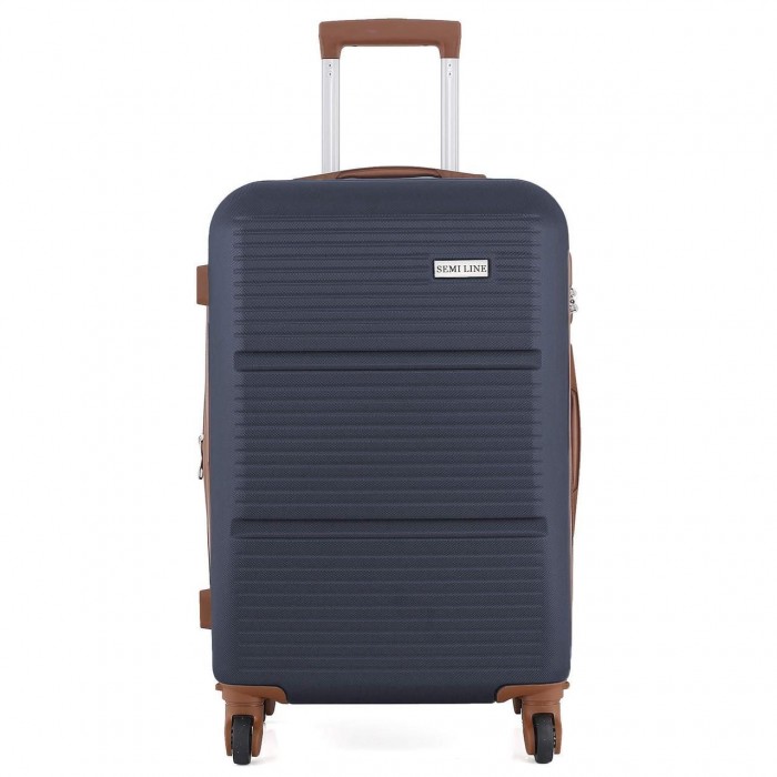 Чемодан Semi Line 24" M Темно-синий T5642-2 расширяемый 4 колеса алюминиевая ручка кодовый замок объем 65 л