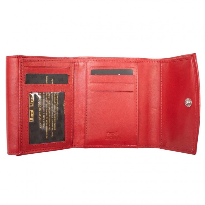 Женский кожаный кошелек Semi Line RFID Красный P8274-2 компактный с карманами для карт и монет в подарочной у