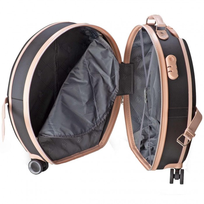 Чемодан Semi Line 24" M Черный/Розовый Крем T5671-3 с кодовым замком на 4 колесах, объем 49 л, ABS-пластик