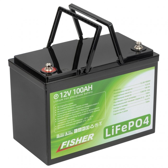Літій-ферумний аккумулятор Fisher LIFEPO4 12 V100 Ah для човнових електромоторів FT12100