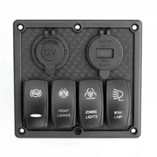Панель переключения на 4 кнопки с 4.2A USB Вольтметр и прикуриватель для лодки и катера под карбон