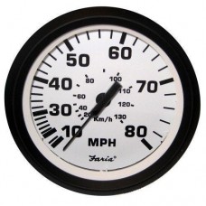 Спидометр лодочный 130 км/ч чёрный белый Faria SE9474 врезной 80 MPH диаметр 85 мм питание 12-16 В