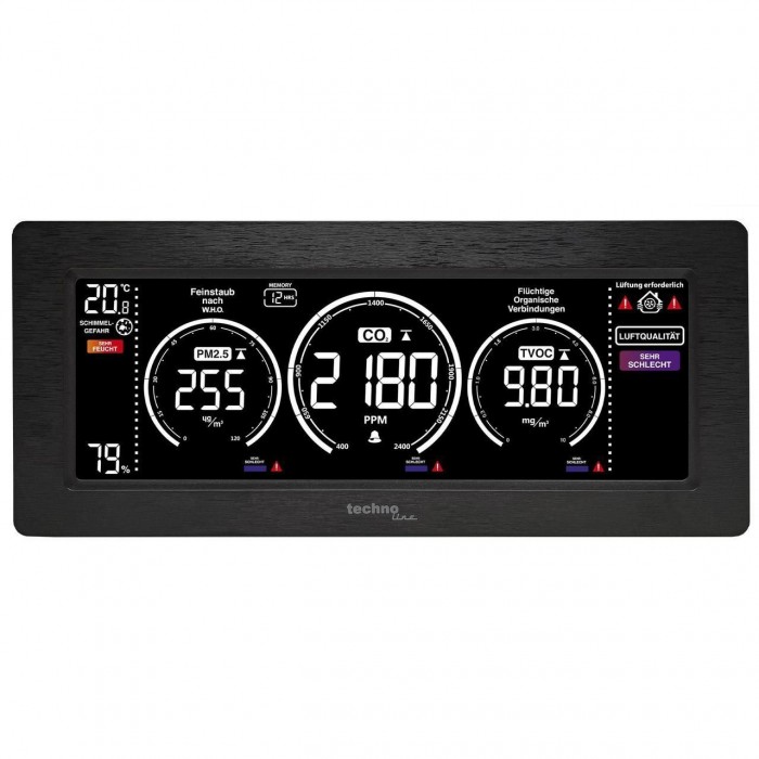 Метеостанция Технолайн WL1035 Черная – измерение CO2 PM2.5 TVOC температура влажность LED экран