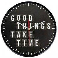 Настінні годинники Technoline 775485 Good Things Take Time кварцові чорні з діаметром 335 мм для дому та офісу