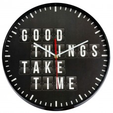 Настенные часы Technoline 775485 Good Things Take Time кварцевые черные с диаметром 335 мм для дома и офиса