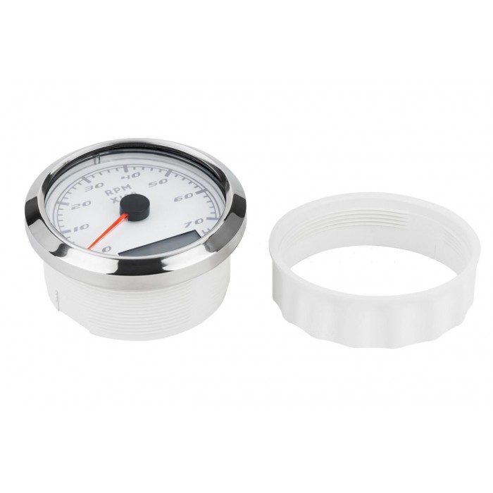 Тахометр судовой для лодки и катера I GAUGE со счетчиком моточасов 0-7000 RPM LED дисплей 85MM белый хромиров