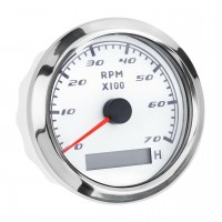 Тахометр судовой для лодки и катера I GAUGE со счетчиком моточасов 0-7000 RPM LED дисплей 85MM белый хромиров