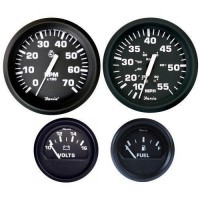 Комплект судовой из 4 приборов черный Faria KT9796 спидометр 55 MPH / 90 км/ч тахометр 7000 RPM вольтметр