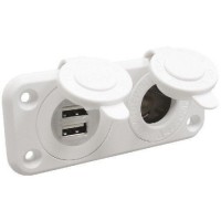 Гніздо для човна та катера прикурювача Osculati 14.516.12 2хUSB пластикове біле із захисними кришками