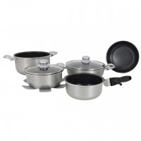 Набор посуды Гимекс Cookware Set индукционный 8 предметов Серебро алюминий съемная ручка антипригарное