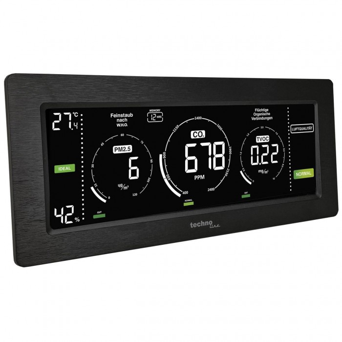 Метеостанция Технолайн WL1035 Черная – измерение CO2 PM2.5 TVOC температура влажность LED экран