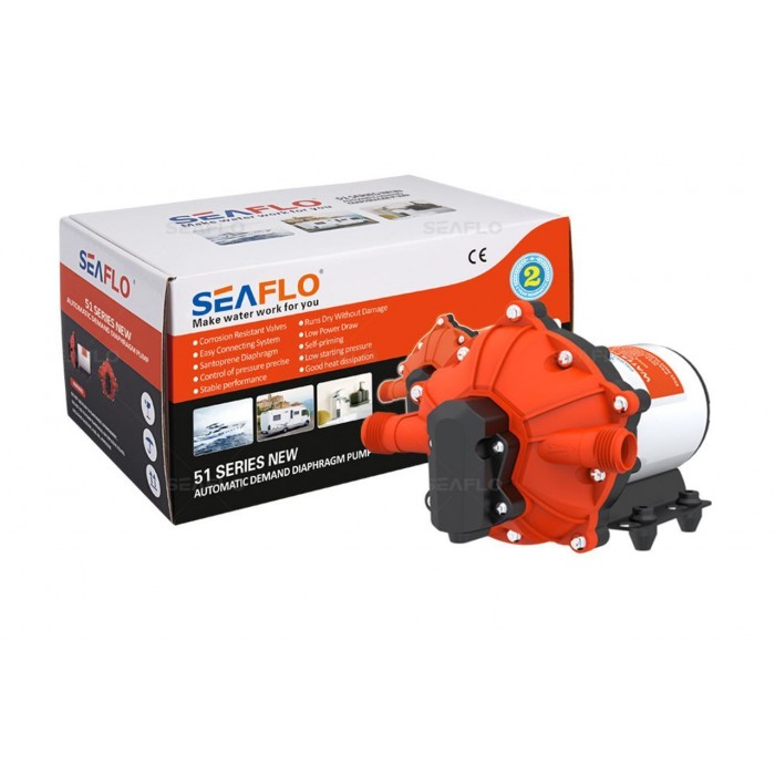 Диафрагмовая помпа SFDP1-050-070-51 SEAFLO автоматическая 18.9 л/мин для лодки 12V мощность 96 Вт без бака