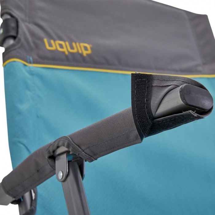 Розкладне крісло Uquip Sidney Blue/Grey 244003 для пляжу та кемпінгу з високою спинкою та підсклянником