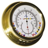 Термометр/гігрометр морський Altitude 106 мм латунь Delite з сигналізацією прапорами точність ±1°C для човна