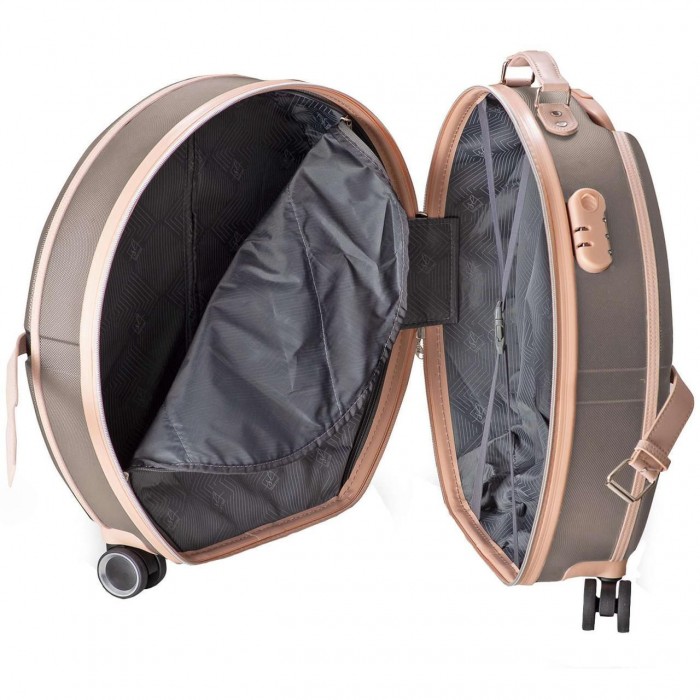 Чемодан Semi Line 20" S Коричневый/Розовый Крем T5673-2 для ручной клади 27 л с кодовым замком на 4 колесах