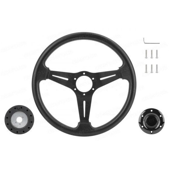 Рулевое колесо для лодки и катера 13.5" алюминий черное ААА 73052-BK 3 спицы шпоночное крепление Тайвань