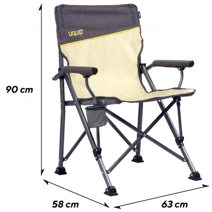 Розкладне крісло Uquip Roxy Sand/Grey 244038 для кемпінгу, сталевий каркас, максимальне навантаження 120 кг