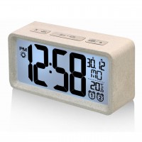 Настольные часы Technoline WQ296 White с экологичным корпусом, будильником, термометром и LED-подсветкой