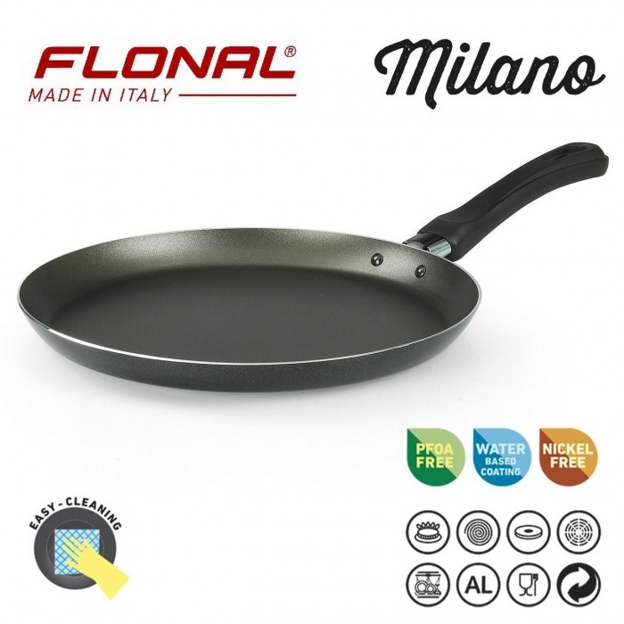 Сковорода для млинців Flonal Milano 25 см GMRCR2542 з 4-шаровим антипригарним покриттям чорний металік